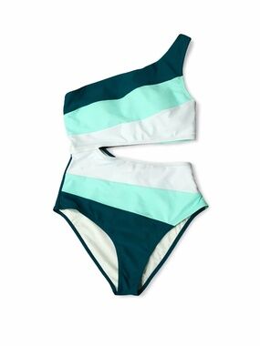NWT Cupshe One Shoulder Color Block Cutout Monokini One Piece Swimsuit Medium